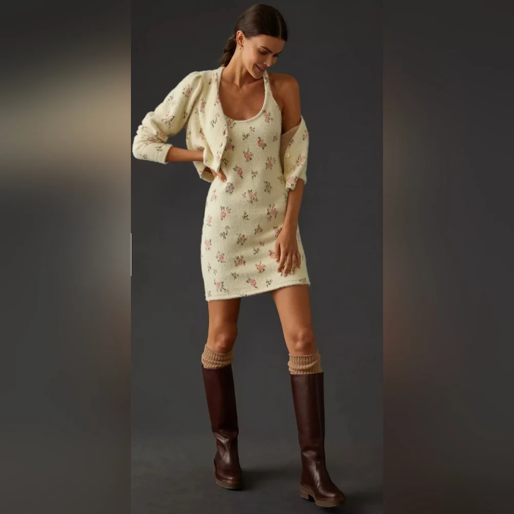 Daily Practice by Anthropologie Floral Printed Sweater Dress Set Size Large - Picture 9 of 10